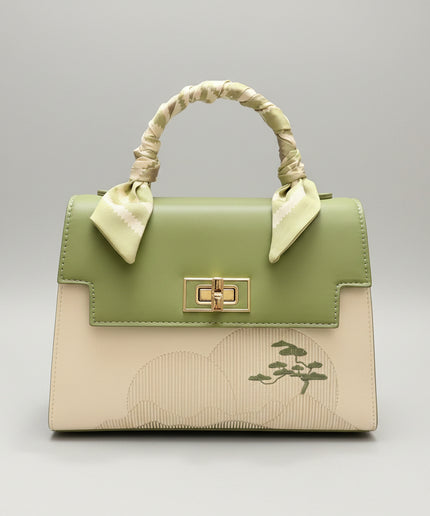 Sac à main brodé carré - Vert