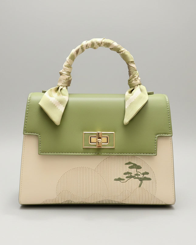 Sac à main brodé carré - Vert