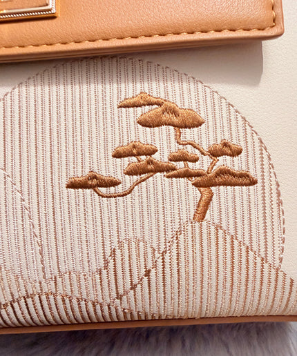 Sac à main brodé carré - Marron