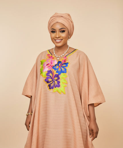 Boubou exotique brodé - Saumon