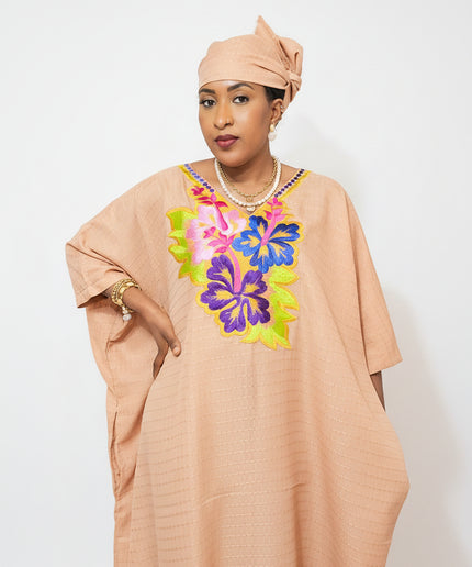 Boubou exotique brodé - Saumon