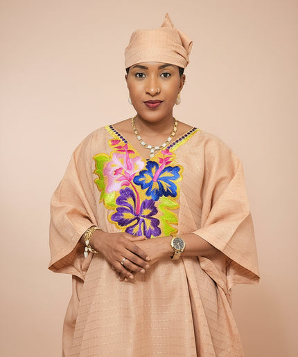 Boubou exotique brodé - Saumon