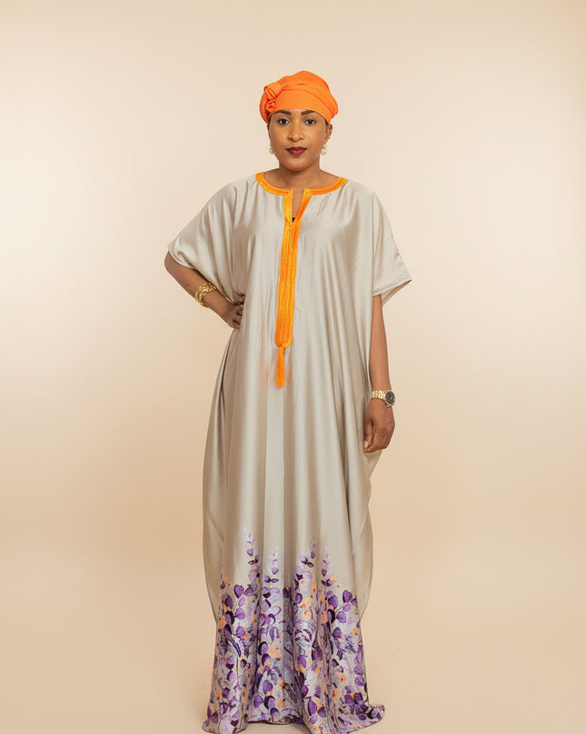 Robe en soie digitale - Orange