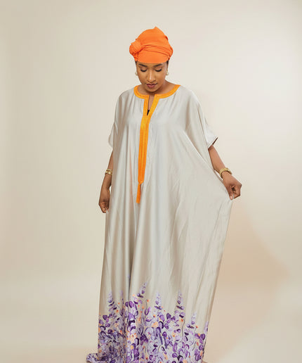 Robe en soie digitale - Orange