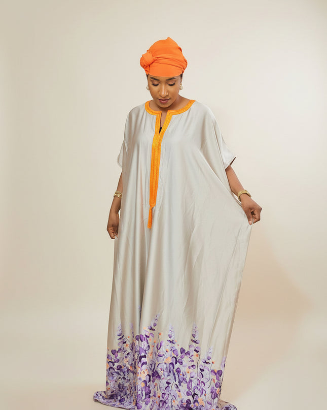 Robe en soie digitale - Orange