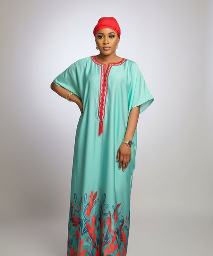 Robe en soie digitale - Rouge
