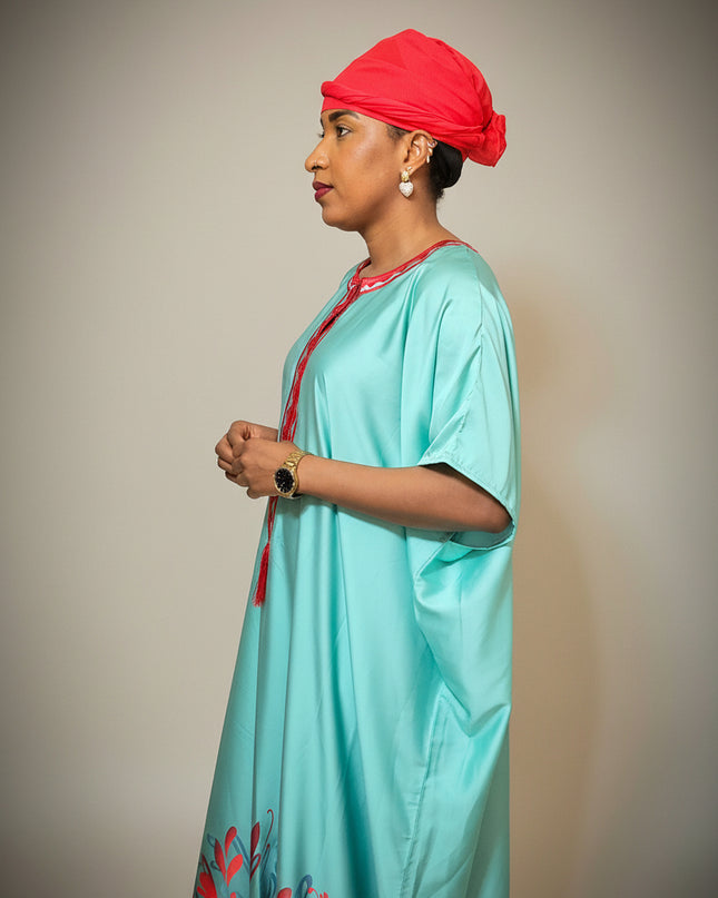 Robe en soie digitale - Rouge