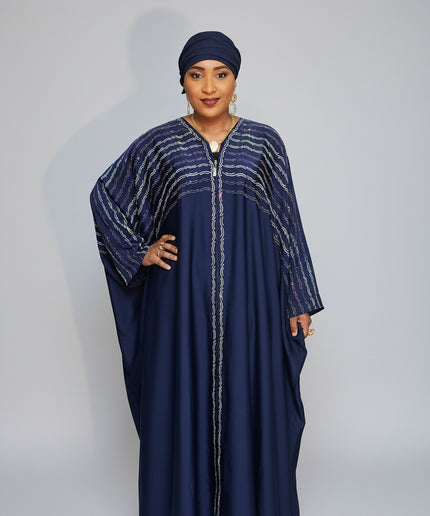 Abaya Basra à fermeture - Bleu Nuit