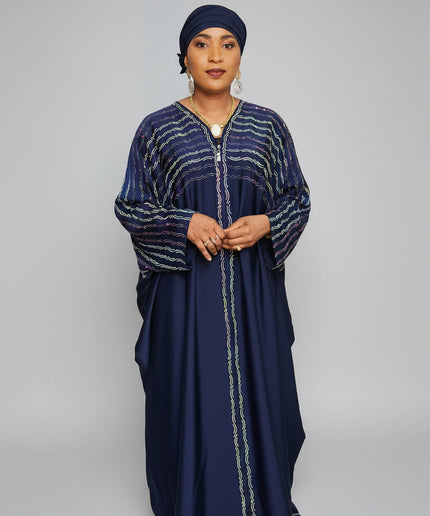 Abaya Basra à fermeture - Bleu Nuit