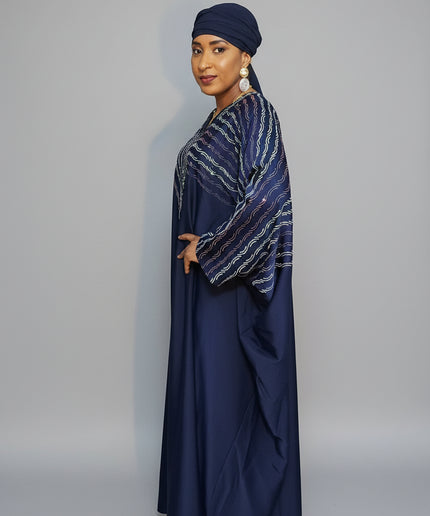 Abaya Basra à fermeture - Bleu Nuit