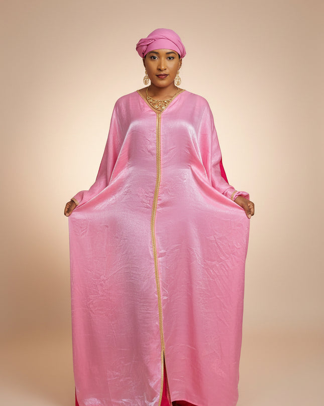 Abaya malika bicolore - Rose