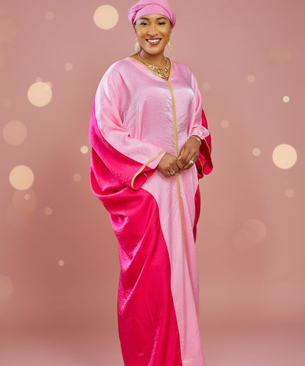 Abaya malika bicolore - Rose