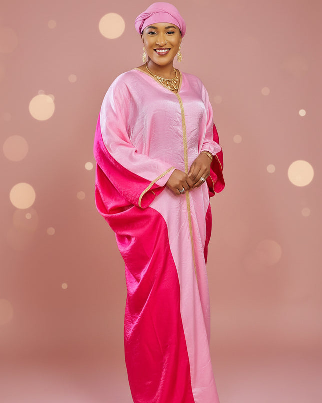 Abaya malika bicolore - Rose