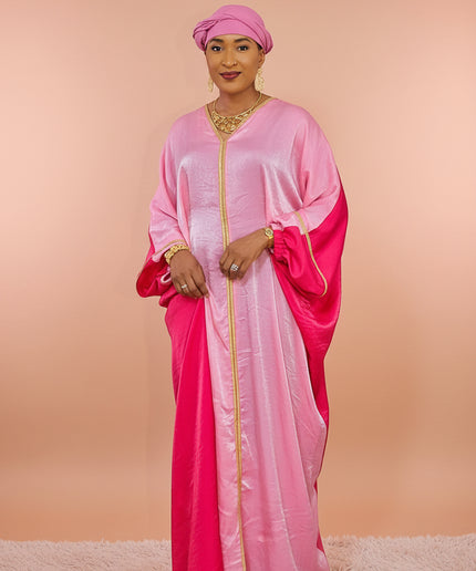 Abaya malika bicolore - Rose