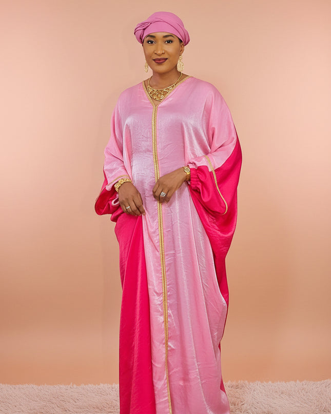 Abaya malika bicolore - Rose