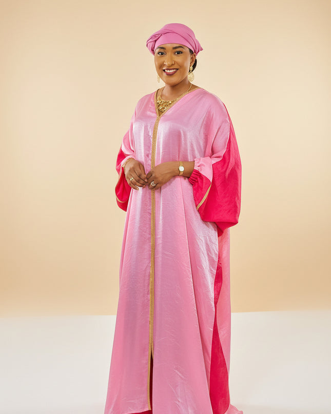 Abaya malika bicolore - Rose