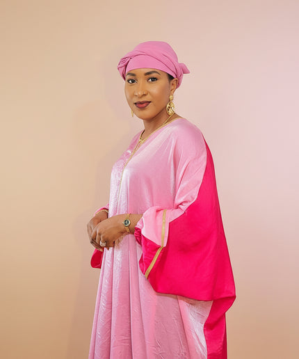 Abaya malika bicolore - Rose
