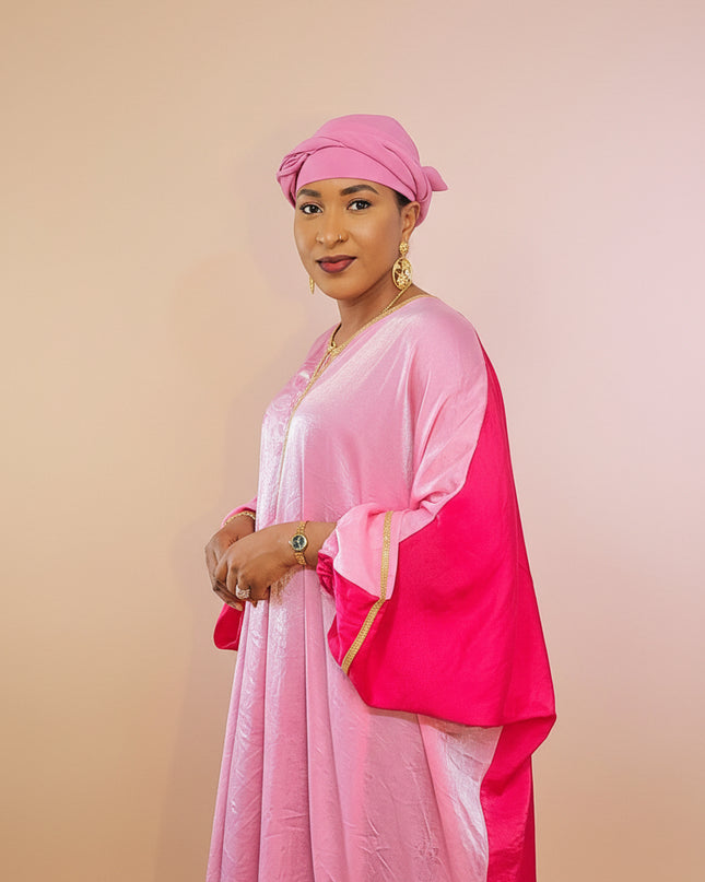 Abaya malika bicolore - Rose