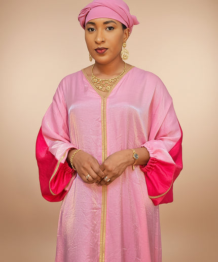 Abaya malika bicolore - Rose
