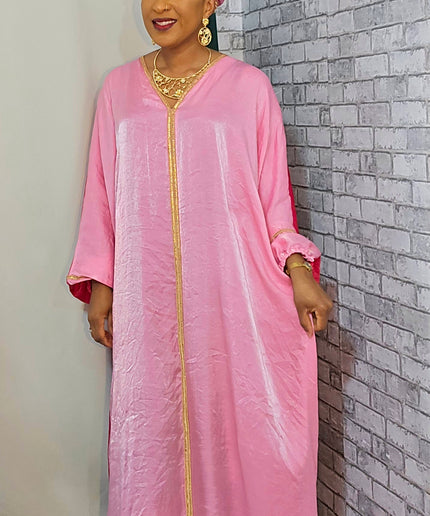 Abaya malika bicolore - Rose