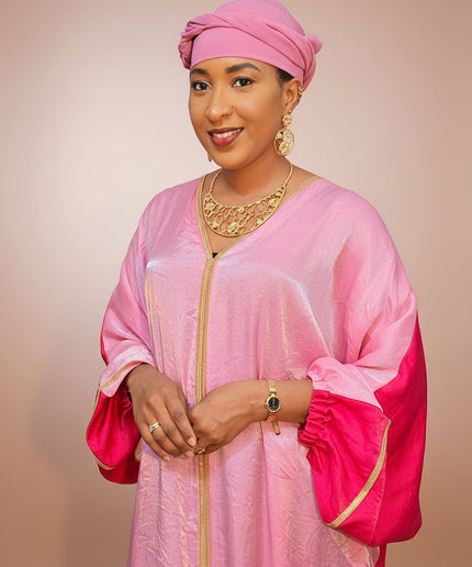 Abaya malika bicolore - Rose