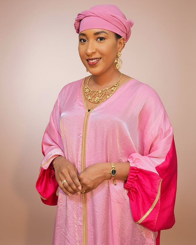 Abaya malika bicolore - Rose