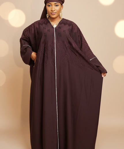 Abaya dubai selza brodée - Marron