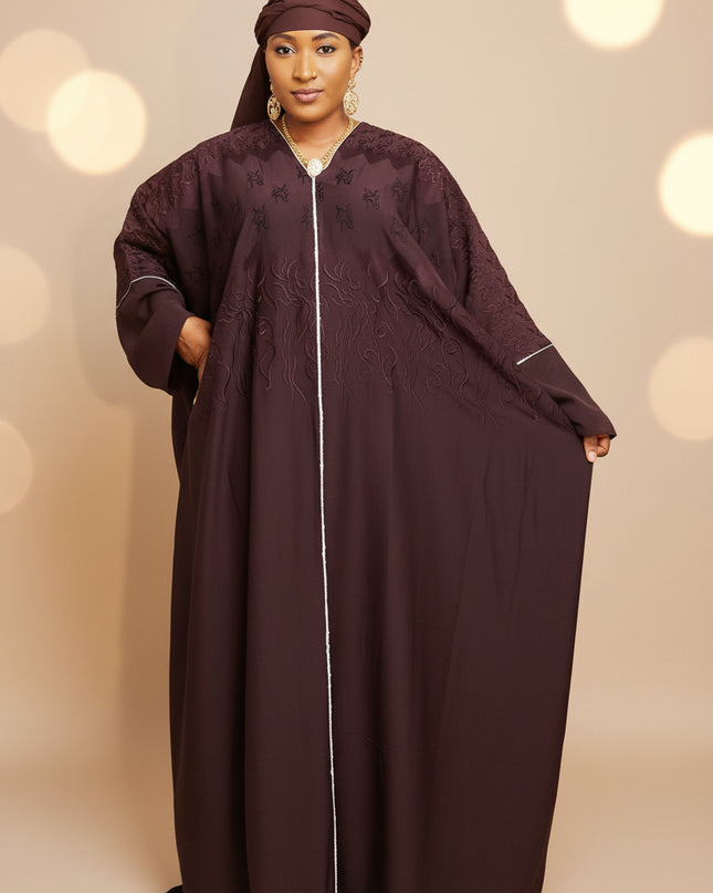 Abaya dubai selza brodée - Marron