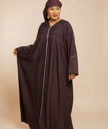 Abaya dubai selza brodée - Marron
