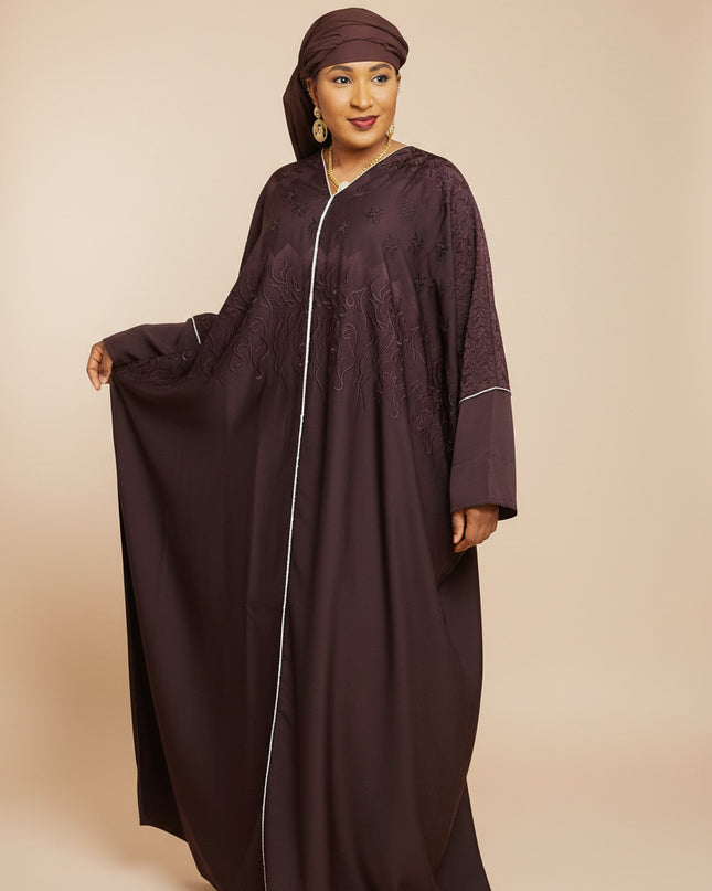 Abaya dubai selza brodée - Marron
