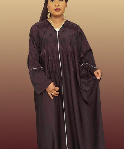 Abaya dubai selza brodée - Marron