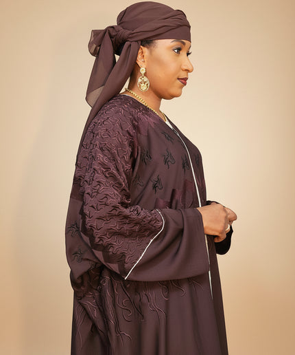Abaya dubai selza brodée - Marron