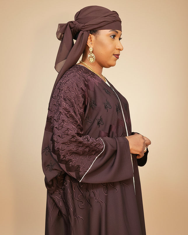Abaya dubai selza brodée - Marron