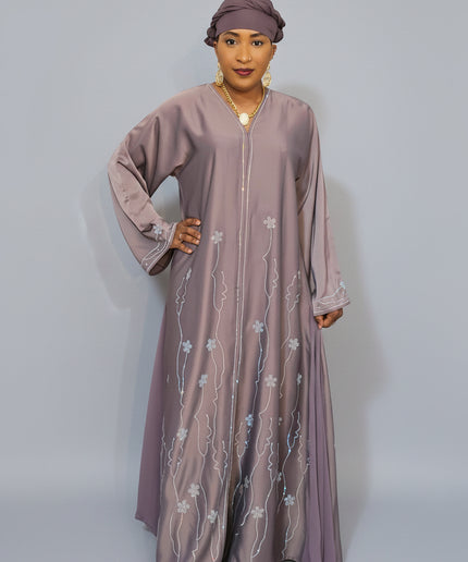 Abaya Slamiya Ouverte - Gris