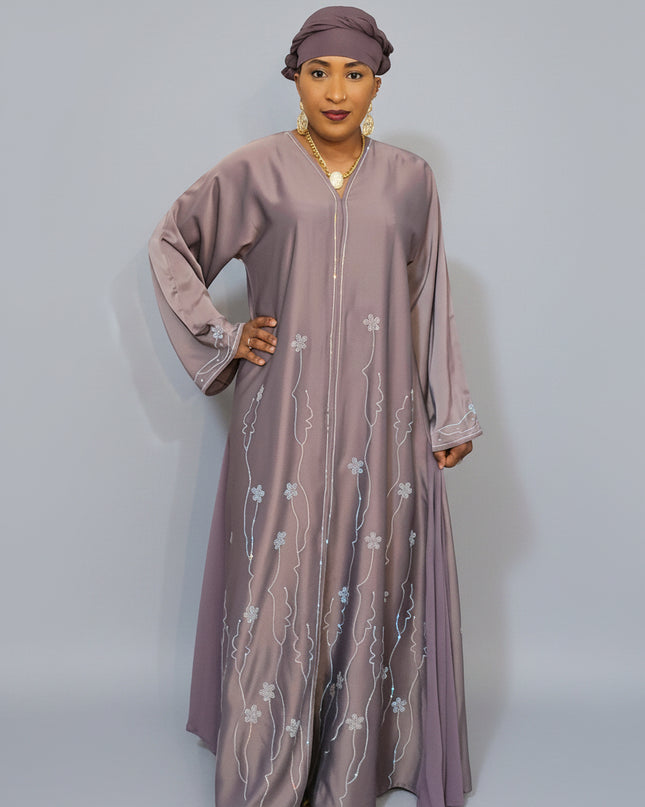 Abaya Slamiya Ouverte - Gris