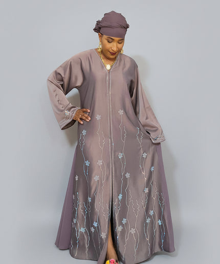 Abaya Slamiya Ouverte - Gris
