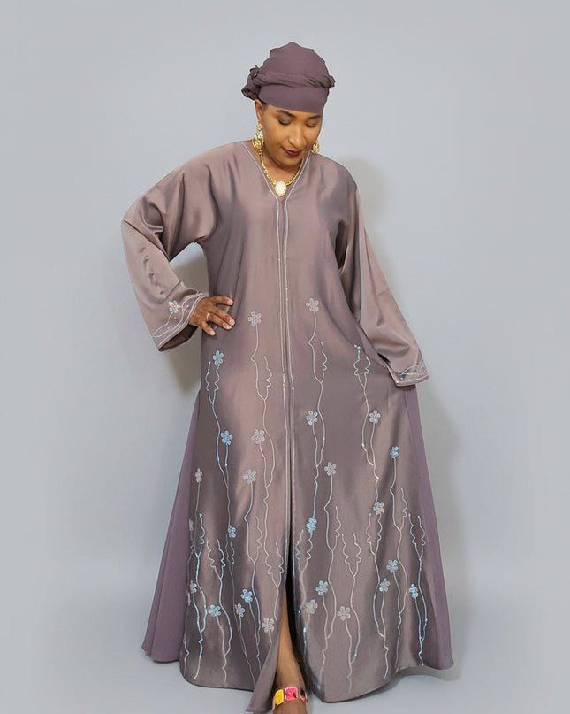 Abaya Slamiya Ouverte - Gris