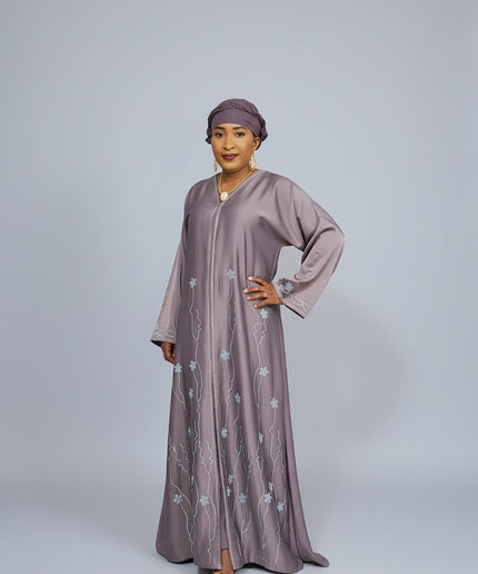 Abaya Slamiya Ouverte - Gris