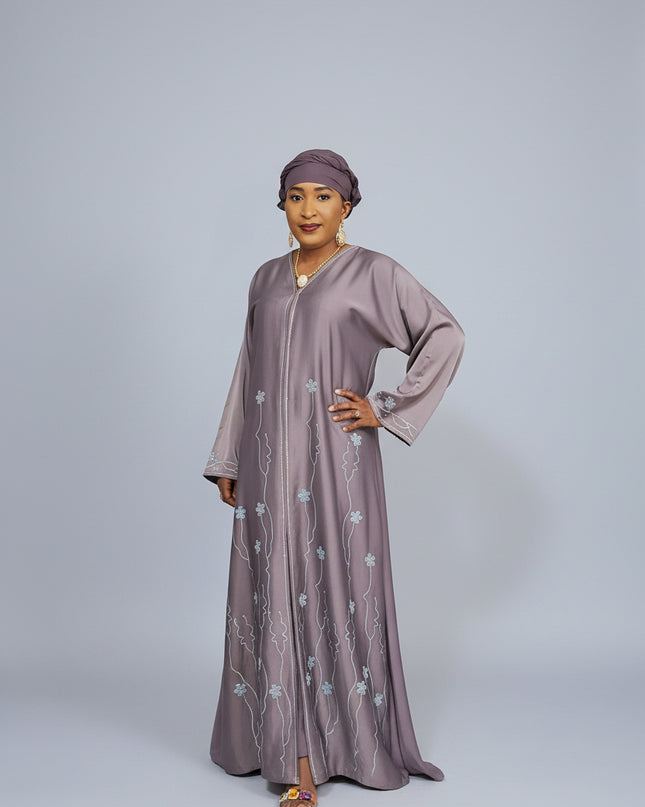 Abaya Slamiya Ouverte - Gris
