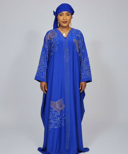 Abaya Fatou Strassée - Bleu Roi