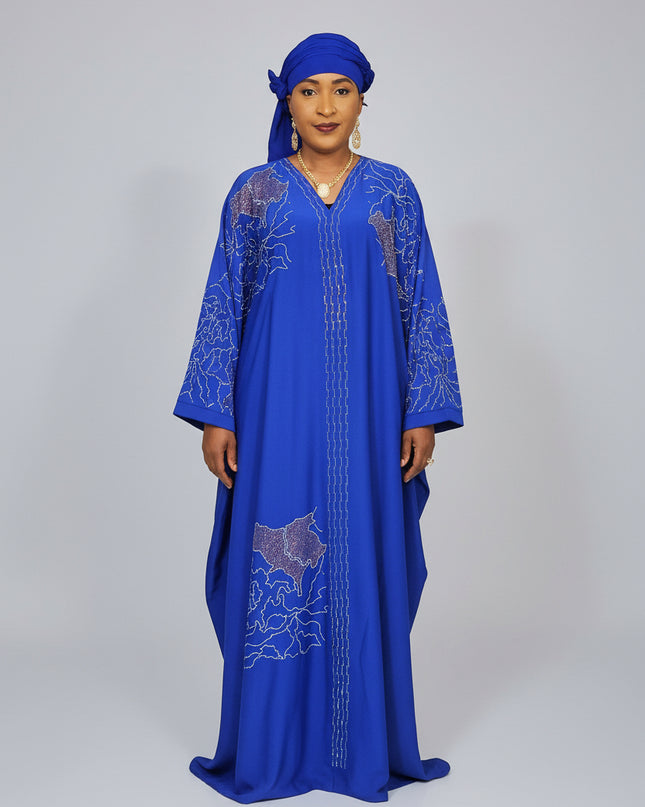 Abaya Fatou Strassée - Bleu Roi