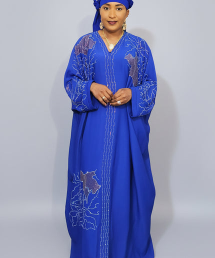 Abaya Fatou Strassée - Bleu Roi