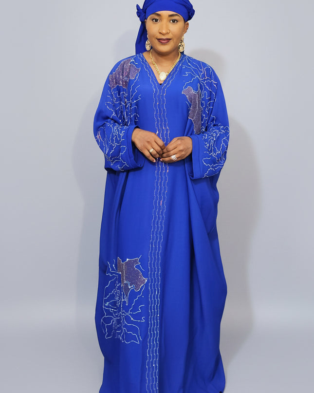 Abaya Fatou Strassée - Bleu Roi