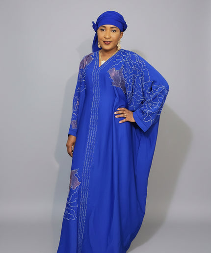 Abaya Fatou Strassée - Bleu Roi