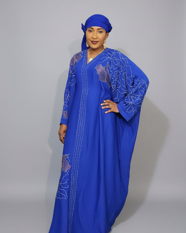 Abaya Fatou Strassée - Bleu Roi