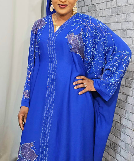 Abaya Fatou Strassée - Bleu Roi