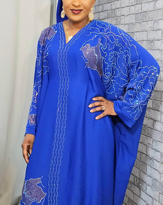 Abaya Fatou Strassée - Bleu Roi