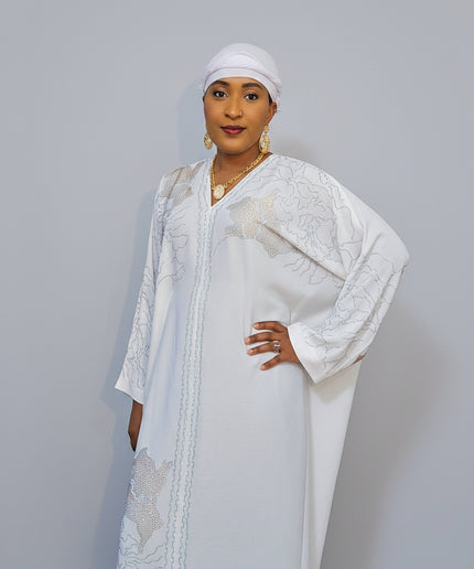 Abaya Fatou Strassée - Blanc