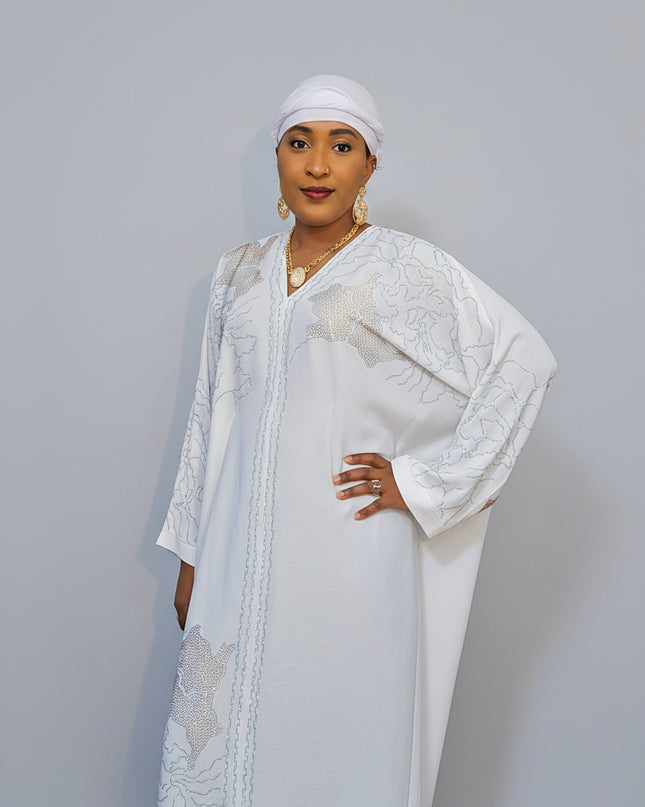 Abaya Fatou Strassée - Blanc