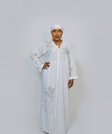 Abaya Fatou Strassée - Blanc